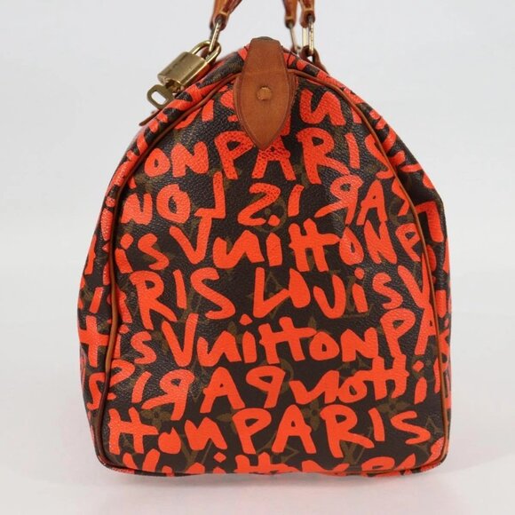 LOUIS VUITTON Monogram Graffiti Speedy 30 Hand Bag Orange - Picture 3 of 16